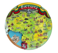 Round Magnet with Rotating Map of Lithuania